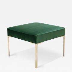  Montage Astor Square Brass Ottoman in Emerald Velvet by Montage - 3123892