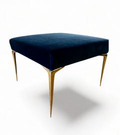  Montage Colette Ottoman in Navy Velvet and Solid Brass Stiletto Legs by Montage - 3960258