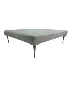  Montage Oversized Tufted Square Ottoman in Light Gray Velvet with Solid Cast Steel Legs - 3975857