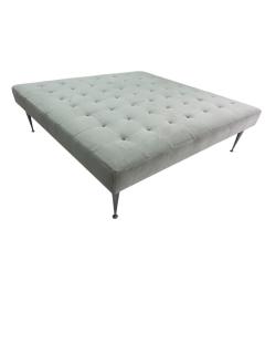  Montage Oversized Tufted Square Ottoman in Light Gray Velvet with Solid Cast Steel Legs - 3975859