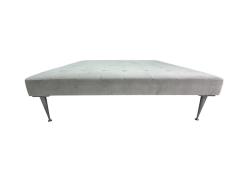  Montage Oversized Tufted Square Ottoman in Light Gray Velvet with Solid Cast Steel Legs - 3975860