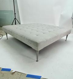  Montage Oversized Tufted Square Ottoman in Light Gray Velvet with Solid Cast Steel Legs - 3975864