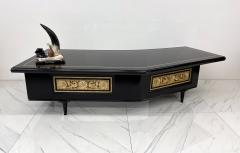  Monteverdi Young Monumental Monteverdi Young Boomerang Desk Gilded and Ebonized 1960s - 3805638