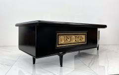  Monteverdi Young Monumental Monteverdi Young Boomerang Desk Gilded and Ebonized 1960s - 3805642