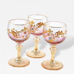  Moser Antique Moser Enameled Vine Glasses Set 3 - 143618