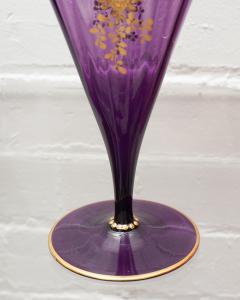  Moser Antique Pair of Moser Amethyst Fan Vases with Elaborate Gilding - 2539696