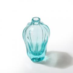  Moser Art Deco Faceted Cut Crystal Vase in Aquamarine Hue signed Moser - 4304150