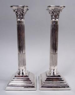  Moses Salkind Co Pair of English Neoclassical Sterling Silver Column Candlesticks 1933 - 4337375