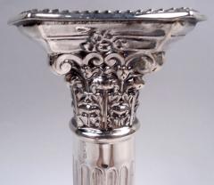  Moses Salkind Co Pair of English Neoclassical Sterling Silver Column Candlesticks 1933 - 4337457