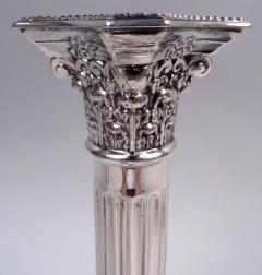  Moses Salkind Co Pair of English Neoclassical Sterling Silver Column Candlesticks 1933 - 4337460