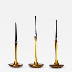  Moshe Bursuker Moshe Bursuker Set of 3 Amber Glass Candleholders 2024 - 3546861