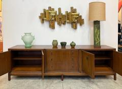  Mount Airy Furniture Company Monumental Mount Airy Mid century Modern Credenza in Walnut and Brass - 4371984