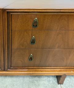  Mount Airy Furniture Company Monumental Mount Airy Mid century Modern Credenza in Walnut and Brass - 4371986