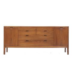  Mount Airy Furniture Company Mount Airy Janus Mid Century Walnut 14 Drawer Lowboy Dresser - 3827193