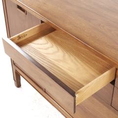  Mount Airy Furniture Company Mount Airy Janus Mid Century Walnut 14 Drawer Lowboy Dresser - 3827197