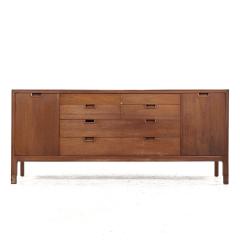  Mount Airy Furniture Company Mount Airy Janus Mid Century Walnut 14 Drawer Lowboy Dresser - 3839151