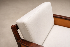  Moveis Fatima Brazilian Modern Armchair in Rosewood Leather Linen Fatima 1960s - 4739954