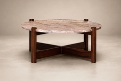  Moveis Fatima Brazilian Modern Coffee Table in Rosewood Pink Granite F tima 1960s - 4694208