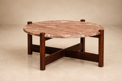  Moveis Fatima Brazilian Modern Coffee Table in Rosewood Pink Granite F tima 1960s - 4694214