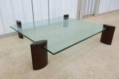  Moveis Fatima Mid Century Modern Coffee Table in Hardwood and Glass by Fatima Brazil 1960s - 3348471