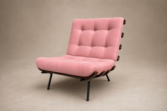  Moveis Pallar Brazilian Modern Wood Slat Metal Frame Armchair Moveis Pallar 1950s - 4740164