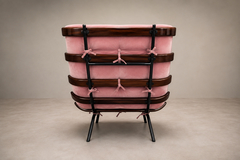 Moveis Pallar Brazilian Modern Wood Slat Metal Frame Armchair Moveis Pallar 1950s - 4740173