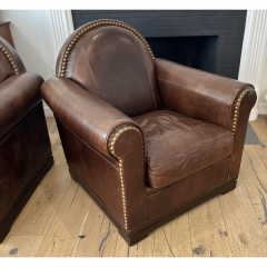  Mulholland Brothers Pair of Art Deco Style Leather Club Chairs by Mulholland Brothers - 3616504