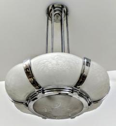  Muller Fres Luneville French Art Deco Pendant Chandelier Signed by Muller Freres Luneville - 3941641