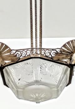  Muller Fres Luneville French Art Deco Pendent Chandelier Signed by Muller Ferers Lunneville - 3940799