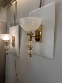  Murano Exceptional pair of Italian Murano 1970s modern wall lights - 4281560