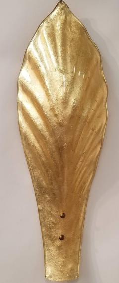  Murano GOLD LEAF MURANO WALL SCONCES IN MOULDED LEAF DESIGN 2 PAIRS  - 3838787