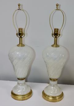  Murano Glass 1950s Mid Century Modern Murano Glass And Brass Table Lamps - 3366955