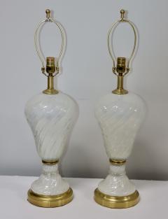  Murano Glass 1950s Mid Century Modern Murano Glass And Brass Table Lamps - 3366958