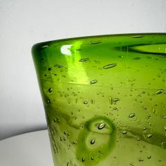  Murano Glass 1970s Green Art Glass Vase Controlled Bubble Modern Style of Murano - 2976519