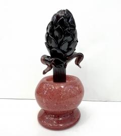  Murano Glass 2000 Italian Dark Purple Murano Art Glass Artichoke Flower Plant in Red Pink Pot - 3345949