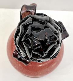  Murano Glass 2000 Italian Dark Purple Murano Art Glass Artichoke Flower Plant in Red Pink Pot - 3345954