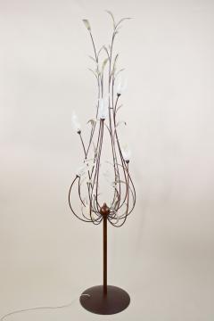  Murano Glass 20th Century Murano Glass Swan Floor Lamp Painted Reed Leaves IT circa 1970 - 4493038