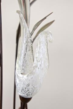  Murano Glass 20th Century Murano Glass Swan Floor Lamp Painted Reed Leaves IT circa 1970 - 4493041