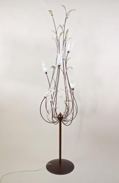  Murano Glass 20th Century Murano Glass Swan Floor Lamp Painted Reed Leaves IT circa 1970 - 4493042