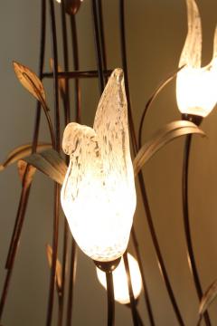  Murano Glass 20th Century Murano Glass Swan Floor Lamp Painted Reed Leaves IT circa 1970 - 4493043