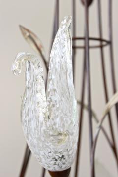  Murano Glass 20th Century Murano Glass Swan Floor Lamp Painted Reed Leaves IT circa 1970 - 4493044