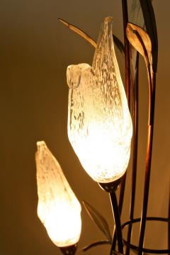  Murano Glass 20th Century Murano Glass Swan Floor Lamp Painted Reed Leaves IT circa 1970 - 4493047