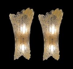  Murano Glass A Shapely Pair of Vintage Murano Glass 2 light Sconces - 3493582