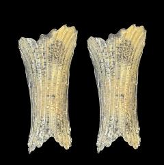  Murano Glass A Shapely Pair of Vintage Murano Glass 2 light Sconces - 3493583