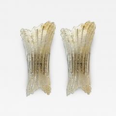  Murano Glass A Shapely Pair of Vintage Murano Glass 2 light Sconces - 3494469