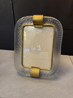 Murano Glass Clear Murano Glass and Brass Picture Frame - 4324124