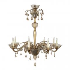  Murano Glass Clear Taupe Color Glass Murano Chandelier - 3254200