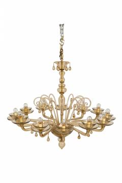  Murano Glass Italian Murano Art Moderne Amber Blown Glass 12 Arm Chandelier - 3171331