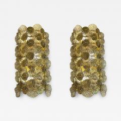  Murano Glass Pair of Golden Disc Appliques - 3981687