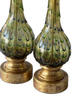  Murano Glass Pair of Murano 1960s Thumb print Drip Pattern Art Glass Lamps - 3230566